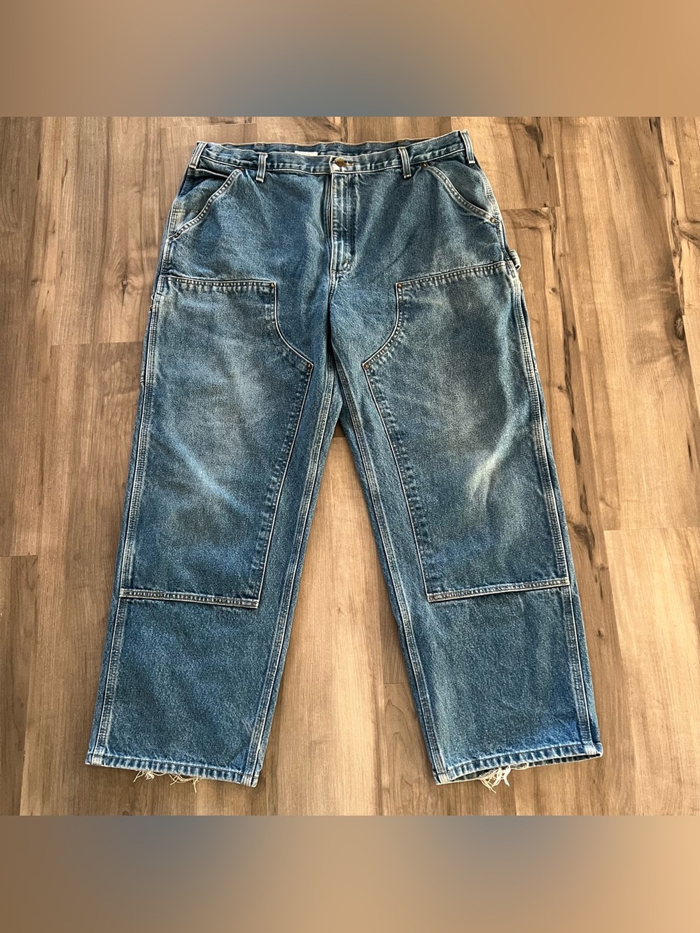 Carhartt Jeans Mens 40x30 Blue B73 DST Double Knee Original Dungaree Workwear